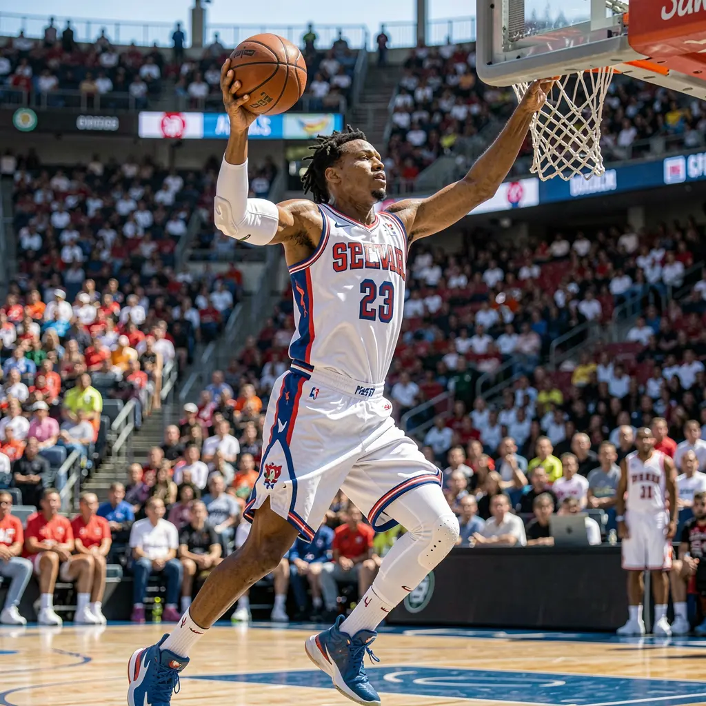 Dynamic basketball moment with a player driving to the basket in a packed arena showcasing the excitement of live sports betting with G89 in the Philippines